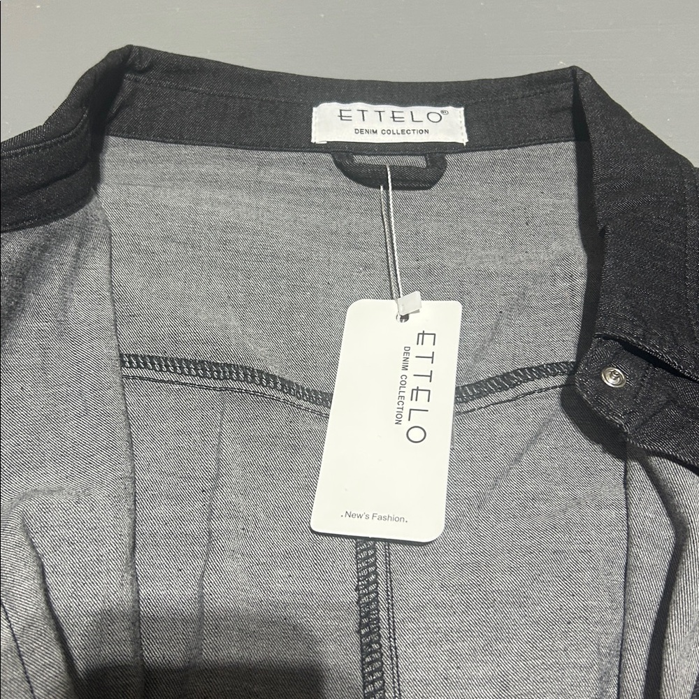 (NWT) Ettelo Black Denim Snap Shirt (Men XL) - Picture 6 of 9